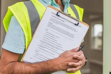 someone holding a clipboard.