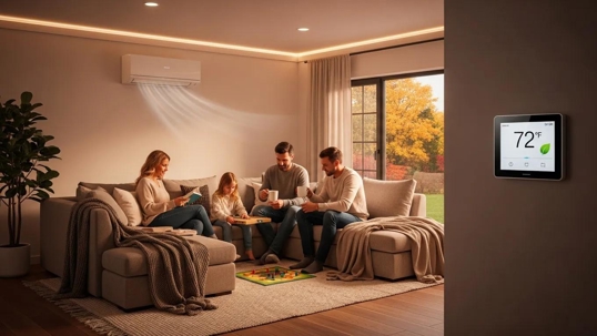 cozy home interior with energy efficient hvac system highlighting comfort and energy savings
