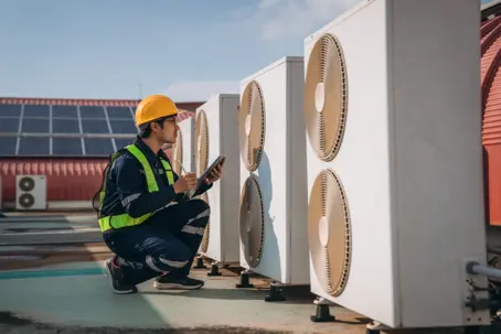 HVAC inspection on a rooftop