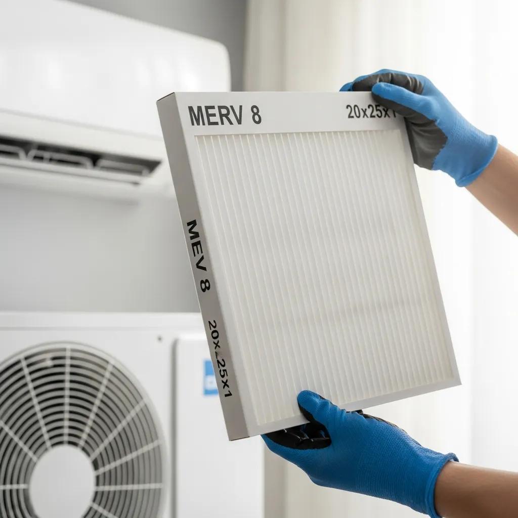 Spring & Fall HVAC Seasonal Check-ups 5 Clean air filter held by technician during spring HVAC maintenance