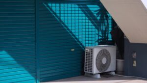 modern energy-efficient air conditioner unit installed outside a Utah home